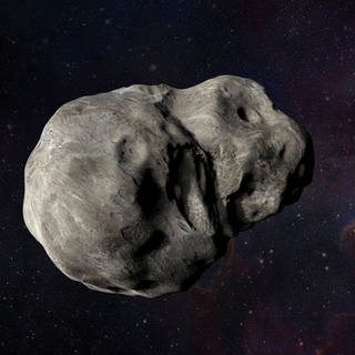 Eine Künstlerillustration, die den NASA Double Asteroid Redirection Test - DART-Raumschiff vor dem Aufprall auf das binäre Asteroidensystem Didymos zeigt.