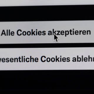 Schaltfläche zum Akzeptieren oder Ablehnen von Cookies, Internet, Bildschirmfoto,