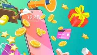 Illustration "Online-Shopping" mit Smartphone, Geld, Kreditkarte, Einkaufstasche, Geschenk, Münzen: Lange prägten Otto-Katalog, schrille TV-Clips und Schnäppchenpreise, wie wir einkaufen. TikTok und E-Commerce bringen nun frischen Wind in unsere Konsumgewohnheiten. Mit Erfolg?