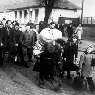 Ein Zug von rund 35 Flüchtlingen aus der Sowjetzone, denen die Aufnahme in die Bundesrepublik verweigert wurde, macht sich am 7.11.1949 in Uelzen auf den Weg nach Bonn, um gegen diese Entscheidung zu protestieren und eine endgültige Aufenthaltserlaubnis zu erwirken. Unter den Teilnehmern befinden sich Schwerkriegsbeschädigte, Beinamputierte, Fauen und Kinder. 