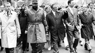 Kubas Regierungschef Fidel Castro in Dresden während seines DDR-Besuchs