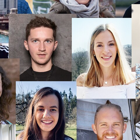 Collage aus Gesichtern junger Kollegen