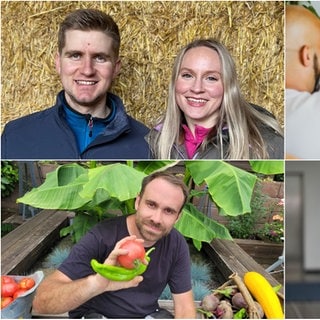 Ein Teil der aktuellen Talente vom SWR Talentnetzwerk. Zu sehen sind die Landwirte Schwenks, die Food-Bloggerin Shiba, der Selbstversorger Miguel und Lea, die Lifehacks gibt. 