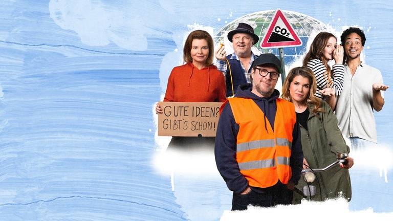 Anke Engelke, Bjarne Mädel, Annette Frier, Axel Prahl, Pheline Roggan und Aurel Mertz, prominente Protagonist:innen der Doku-Reihe "Wir können auch anders" in der ARD Mediathek.