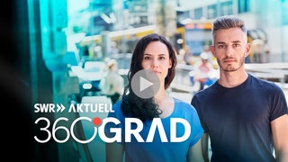 Leonie Maderstein (li.) und Marvin Neumann (re.) beim Fotoshooting von "SWR Aktuell - 360 Grad" in Stuttgart