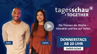 Hosts von „tagesschau together“ sind Hanin Kleemann (re.) und Felix Edeha (li.)