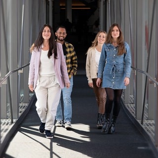 Beim SWR Talentnetzwerk dabei sind bereits: (v.l.n.r.): Joy Beck, Hirruiy Mossazghi, Nina Spiegel und Nina Poppel.