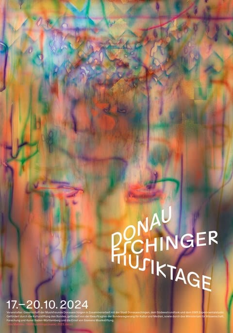 Das Künstlerplakat der Donaueschinger Musiktage 2024: ein Ausschnitt des Gemäldes "mask" von Julie Mehretu