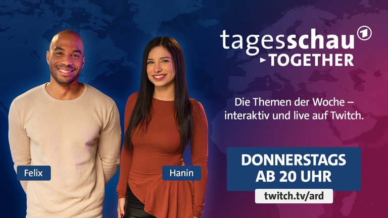 Hosts von „tagesschau together“ sind Hanin Kleemann (re.) und Felix Edeha (li.)