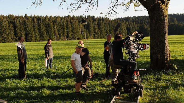 Filmteam bei Dreharbeiten