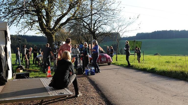 Filmteam bei Dreharbeiten