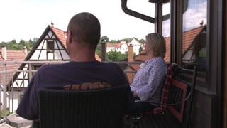 Blick vom Balkon auf die Holdergassen in Marbach