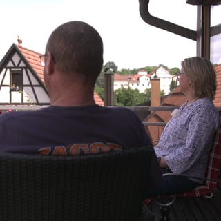 Blick vom Balkon auf die Holdergassen in Marbach