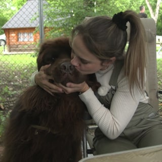 Sarah und Bow kuscheln aufm Campingplatz