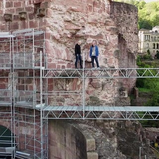 Aufbau der Schlossfestspiele in Heidelberg