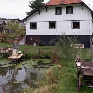 Bauernhaus mit großem Garten und Teich