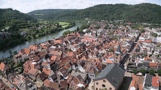 Eberbach aus der Vogelperspektive betrachtet