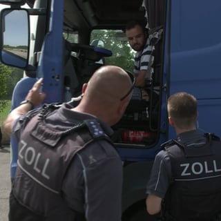 Zollbeamte kontrollieren einen LKW