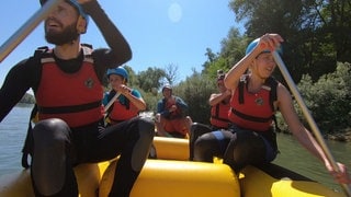 Rafting-Boot auf dem Rhein