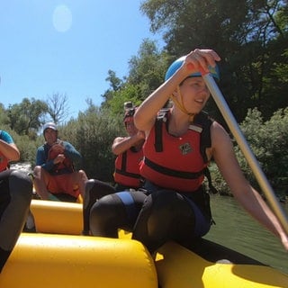 Rafting-Boot auf dem Rhein