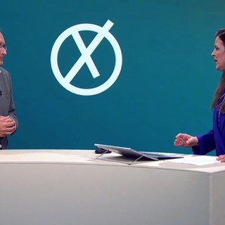 Moderatorin Stephanie Haiber mit SPD-Landesvorsitzendem Andreas Stoch