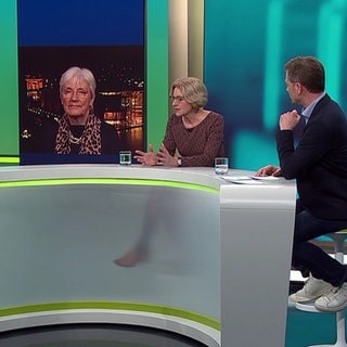 Moderator Florian Weber mit Talk-Gästen im Studio