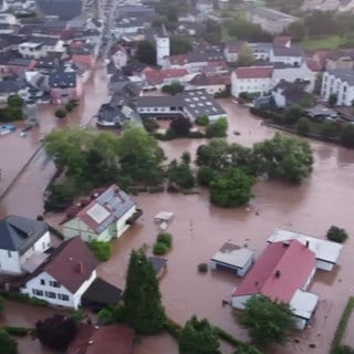 Überflutetes Ahrtal im Jahr 2021