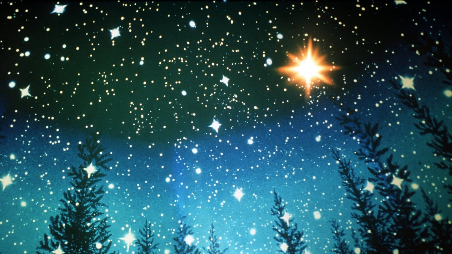 Den Himmel über Palästina mit dem Weihnachtsstern zur Zeit von Christi Geburt beobachten Besucher des Deutschen Museums in München im Planetarium