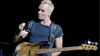 Sting, Sänger und Bassist der britischen Band "The Police", am 29.8.2007 bei einem Konzert in Stockholm