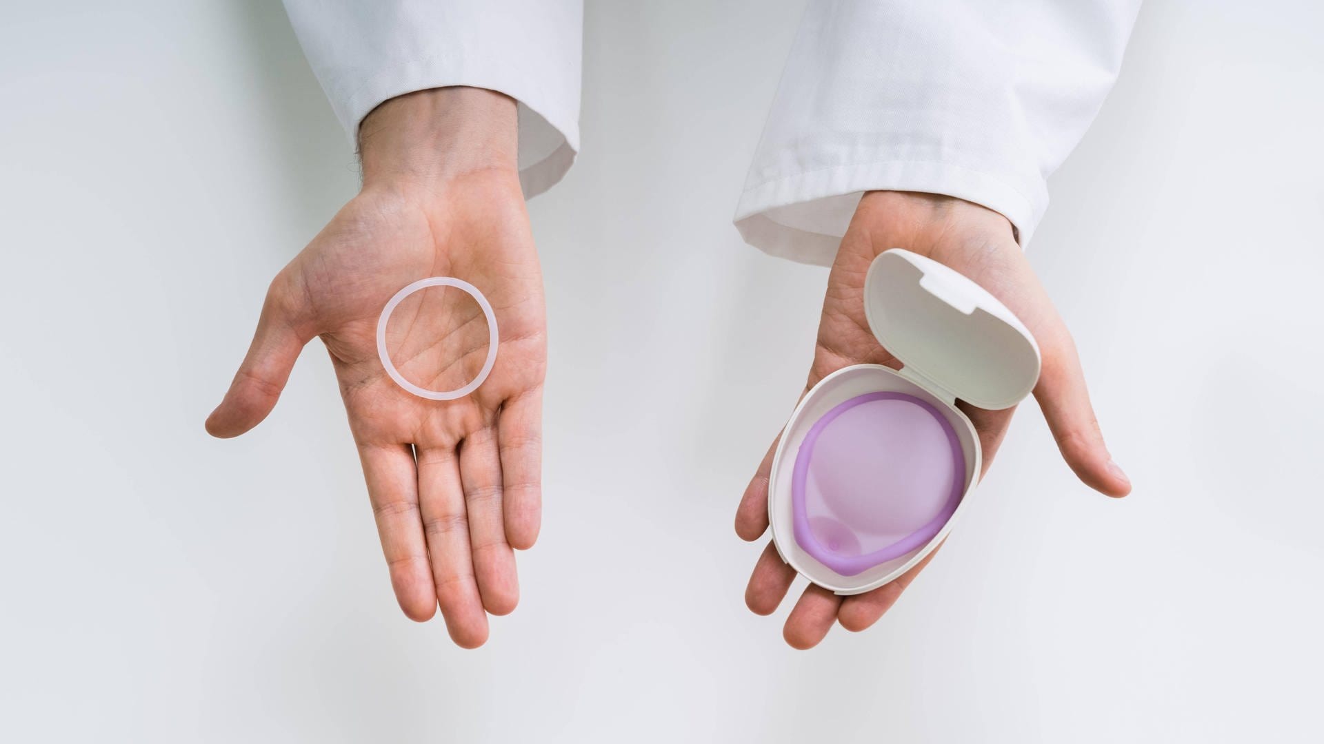 Contraceptive ring with hormones (left) and hormone-free diaphragm. https:/...