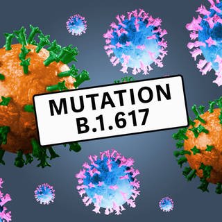 Symbolische Abbildung von Coronaviren unter dem Titel "Mutation B.1.617".