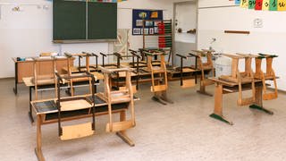 Leeres Klassenzimmer in einer Grundschule, tags: Schulschließungen, gelernt