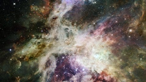 Aufnahme des Hubble-Teleskops von Galaxie und Nebeln
