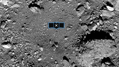 An dieser Stelle des Asteroiden Bennu soll die Sonde OSIRIS REx ihre Proben entnehmen.