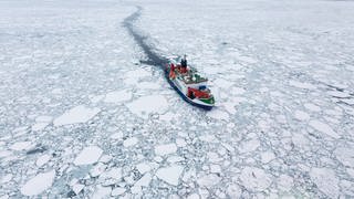 Das Forschungsschiff "Polarstern" auf einer Expedition durch das arktische Meer.