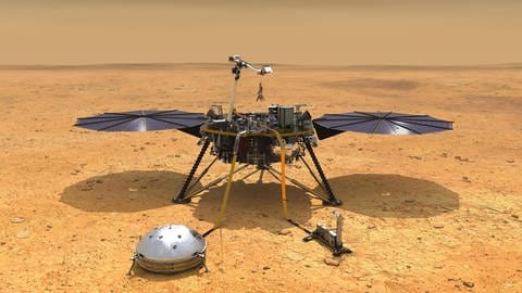 Marsbebenware Insight der NASA auf der Marsoberfläche.