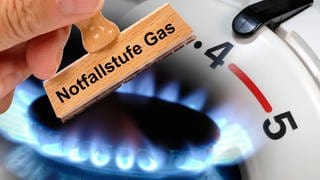 Stempel: Notstand Gas, Gasherd mit Zahlen 