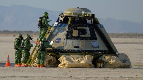 Das Bild zeigt den Starliner nach der erfolgreichen Landung in New Mexico.