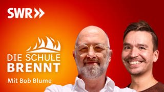 Christian Füller und Bob Blume auf dem Podcast-Cover von "Die Schule brennt – Mit Bob Blume"