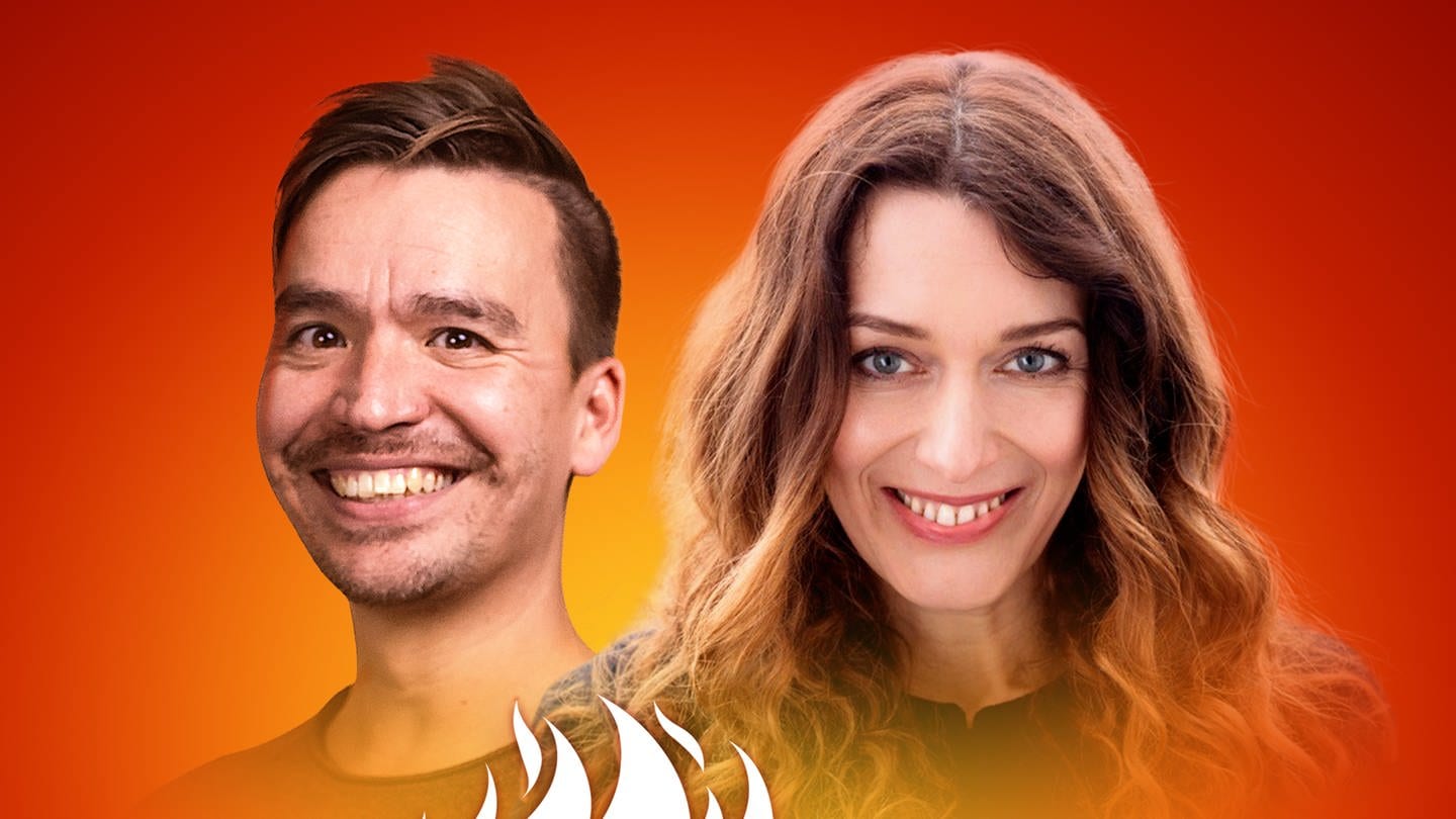 Verena Friederike Hasel und Bob Blume auf dem Podcast-Cover von 