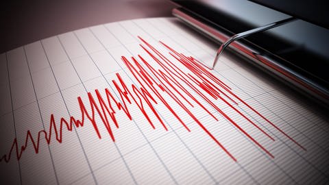 Einfaches Seismometer mit Nadel und Papier.