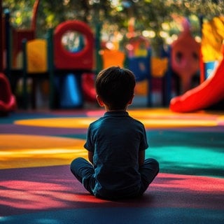 Kind sitzt traurig und allein in einem Spielplatz. Die psychische Gesundheit von Kindern und Jugendlichen ist schlechter als noch vor Corona.