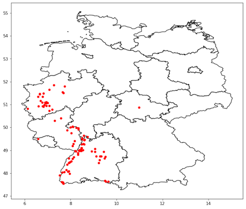 Landkarte der von uns so genannten Superbäume vom 10. April