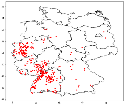 Die Landkarte des Netzwerks der "Superbäume" am 16. April spätabends.