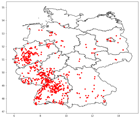 Die Landkarte des Netzwerks der Superbäume am Abend des 21. April 2022.