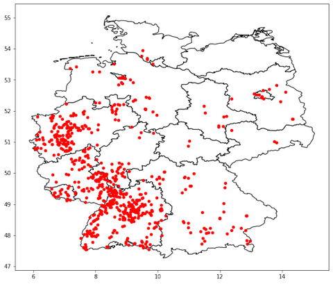 Landkarte des Netzwerks der Superbäume am 22. April 2022, 23.59 Uhr.