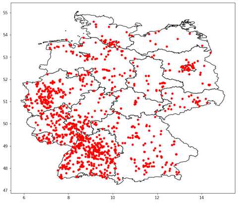 Das Netzwerk der Superbäume am 11. Mai 2022, berechnet aus über 1800 Meldungen