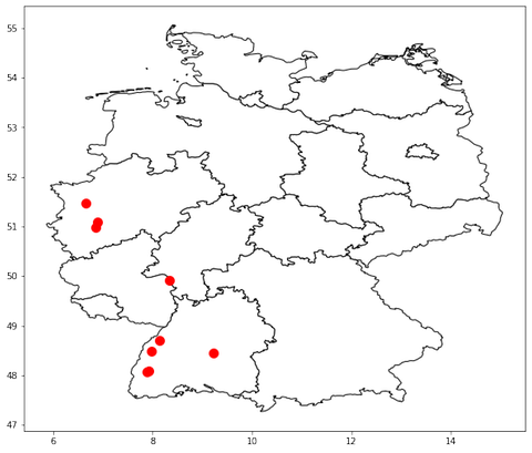 Standorte der "Super-Apfelbäume" in Deutschland.